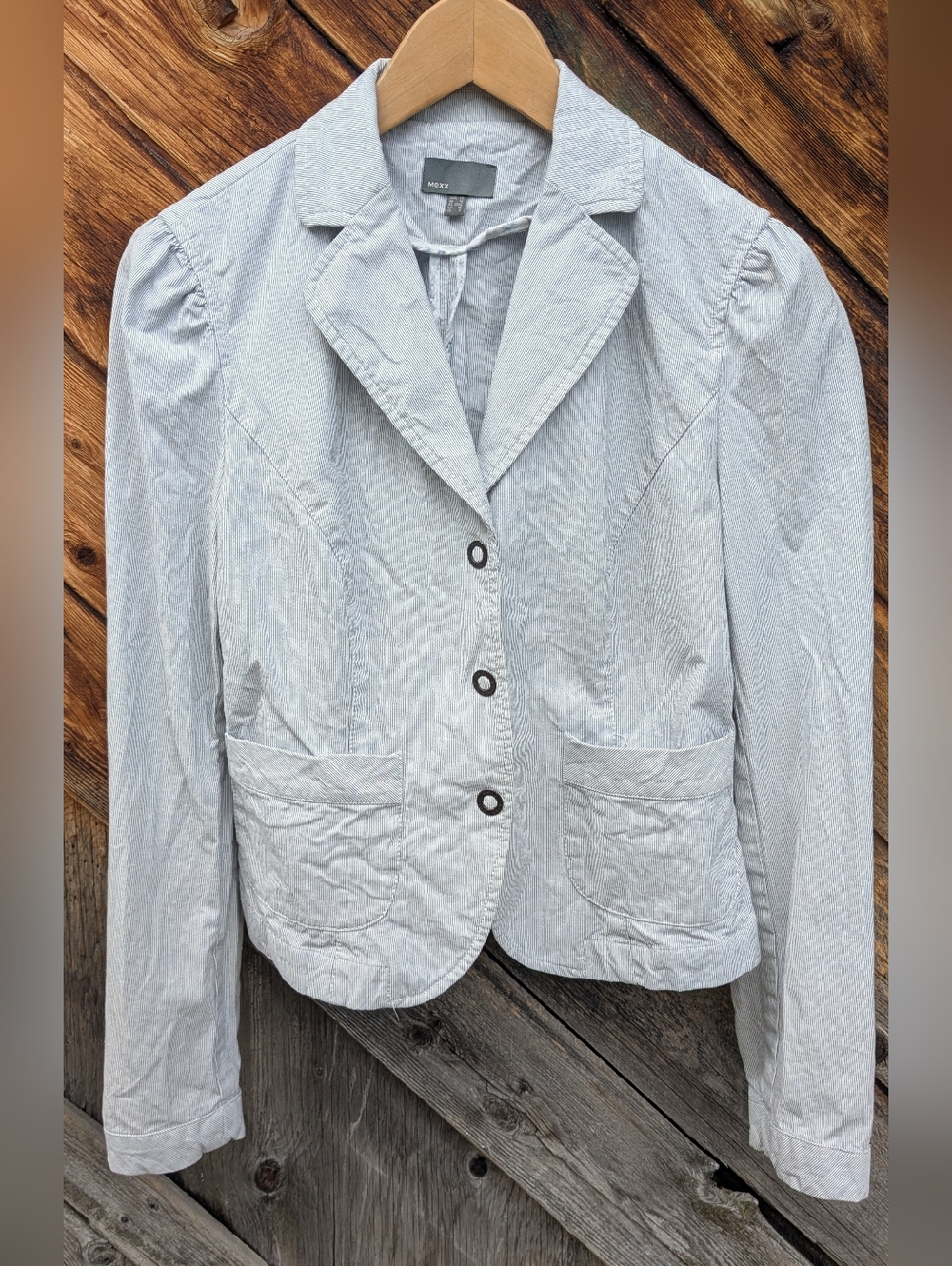 Mexx Blazer pinstripe cotton Jacket in white & navy 8